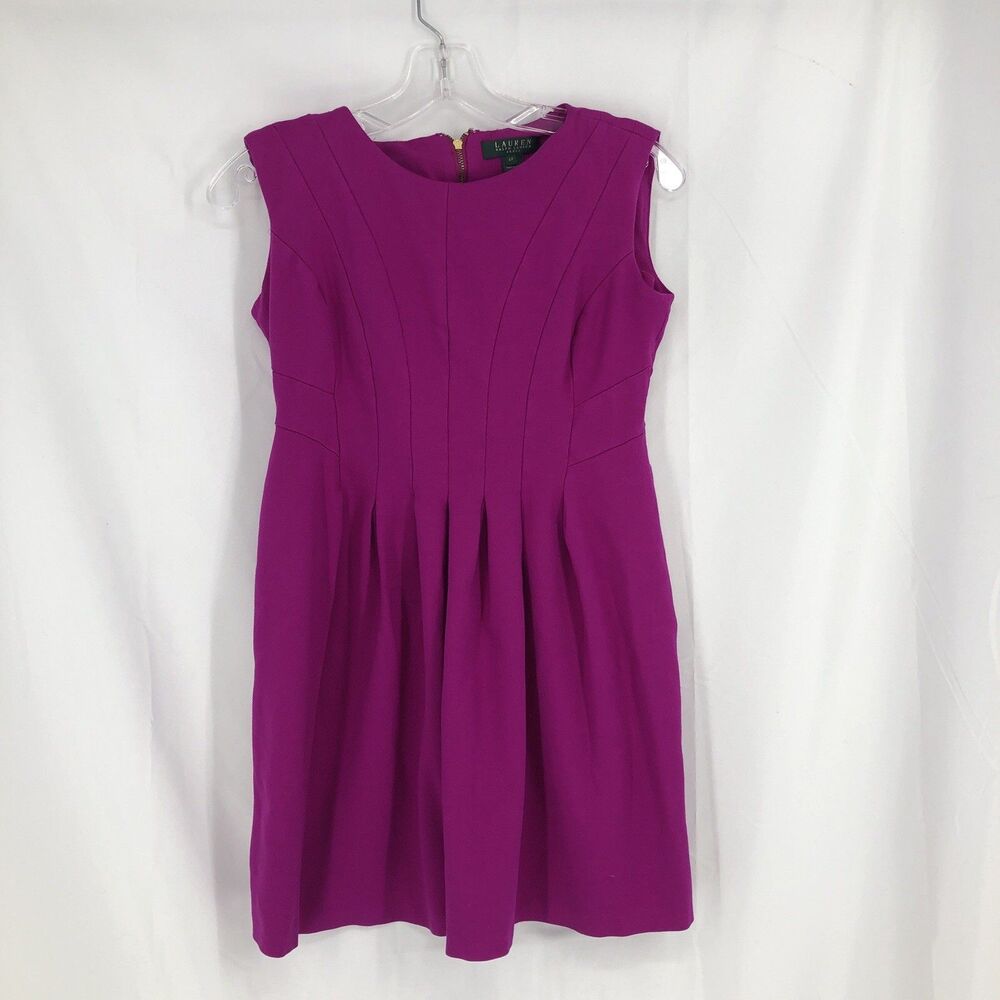 Lauren Ralph Lauren Petite Women's Size 4P Sleeveless Sheath Dress Fuchsia